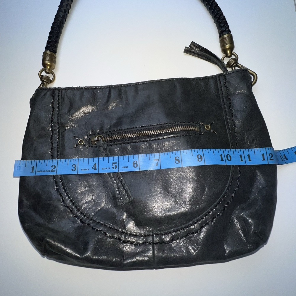 The Sak Indio Leather Demi Shoulder Bag Black Boho Tote DAMAGED Braided Strap - Picture 4 of 13